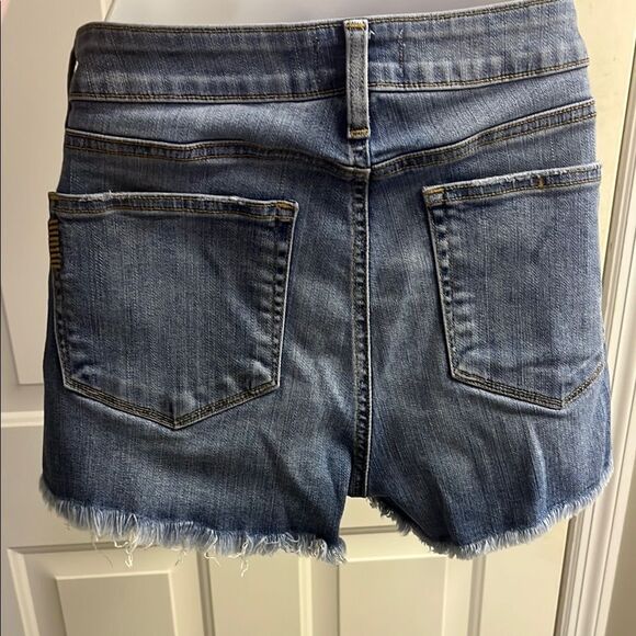 PAIGE Blue Jean Shorts Distressed Frayed Hem - Picture 8 of 14